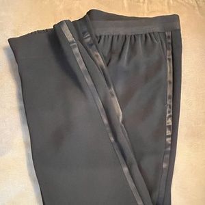 Vince, Black Women's Pull on Dress pant with tuxedo stripe, Medium